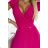 411-5 CRYSTAL langes schimmerndes Kleid mit Ausschnitt - fuchsia