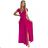 411-5 CRYSTAL langes schimmerndes Kleid mit Ausschnitt - fuchsia