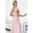 411-6 CRYSTAL langes schimmerndes Kleid mit Ausschnitt - dirty pink