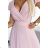 411-6 CRYSTAL langes schimmerndes Kleid mit Ausschnitt - dirty pink