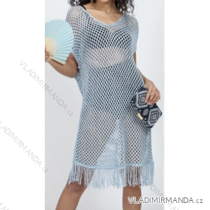 Langes Strandkleid für Damen über Badebekleidung, kurze Ärmel (S/M EINHEITSGRÖSSE) ITALIAN FASHION IMPLP2310050012