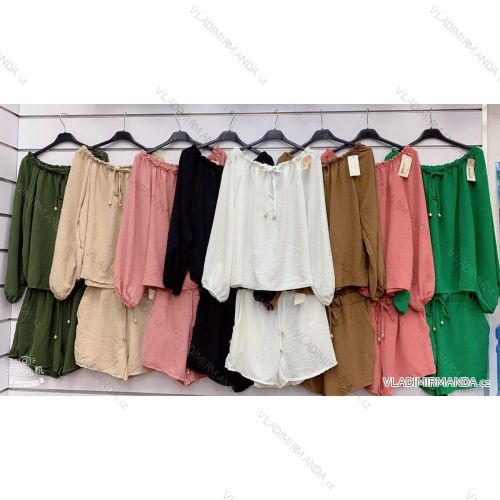 Langärmliges Damen-Set aus Shorts und Tunika in Übergröße (XL/2XL ONE SIZE) ITALIAN FASHION IMWGM231301