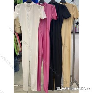 Langer, elastischer Damen-Jumpsuit mit kurzen Ärmeln (Einheitsgröße S/M) ITALIAN FASHION IMWE231446