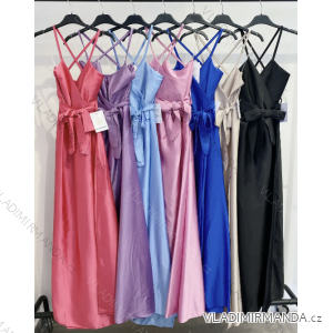 Langes Chiffon-Kurzarmkleid für Damen (S/M ONE SIZE) ITALIAN FASHION IMWGS231048