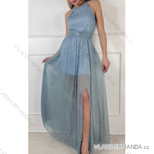 Langes Chiffon-Kurzarmkleid für Damen (S/M ONE SIZE) ITALIAN FASHION IMWGS231048