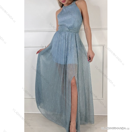 Langes Chiffon-Kurzarmkleid für Damen (S/M ONE SIZE) ITALIAN FASHION IMWGS231048