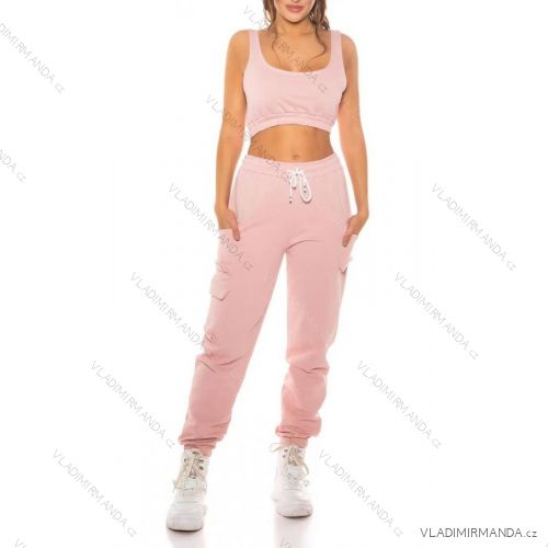 Set aus Crop-Top und langer Jogginghose für Damen (Einheitsgröße S/M) ITALIAN FASHION IMM23M9545