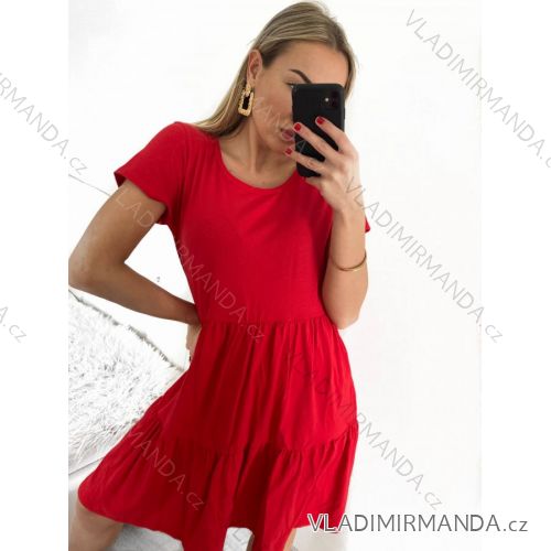 Kurzärmliges Sommerkleid aus Baumwolle für Damen (S / M / L / XL ONE SIZE) ITALIAN FASHION IMD22472