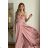 Damen Plus Size (42-46) langes elegantes ärmelloses Partykleid POLISH FASHION PMLBC23265-10 pink 34