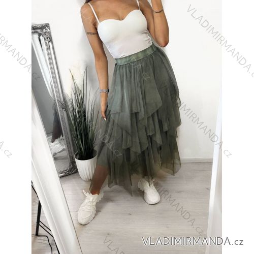 Langes Chiffon-Kurzarmkleid für Damen (S/M ONE SIZE) ITALIAN FASHION IMWGM23456
