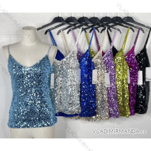 Glitzerndes Träger-Tanktop mit Pailletten für Damen (Einheitsgröße S/M) ITALIAN FASHION IMPBB23O3975