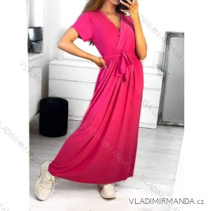 Langes Sommerkleid mit kurzen Ärmeln für Damen (Einheitsgröße S/M) ITALIAN FASHION IM323111/DU