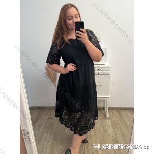 Langes, kurzärmliges Damenkleid in Übergröße (2XL/3XL/4XL Einheitsgröße) ITALIAN FASHION IMWA231189