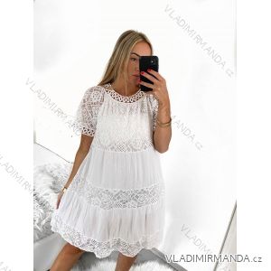 Damen-Sommerkleid aus Spitze mit kurzen Ärmeln (Einheitsgröße S/M/L) ITALIAN FASHION IMBM23054