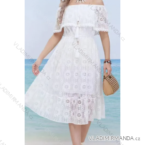 Sommer-Boho-Spitzen-Carmen-Kurzarmkleid für Damen (Einheitsgröße S/M) ITALIAN FASHION IMPEM2325899