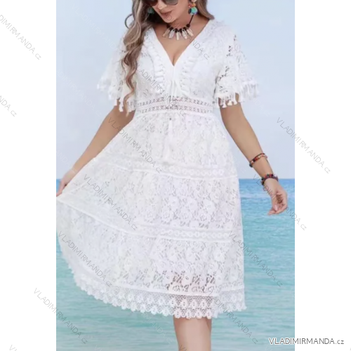 Sommer-Boho-Spitzenkleid für Damen mit kurzen Ärmeln (Einheitsgröße S/M) ITALIAN FASHION IMPEM2325893