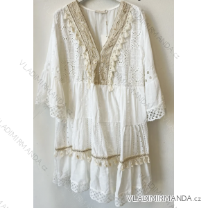 Sommer-Boho-Spitzenkleid mit 3/4-langen Ärmeln für Damen (Einheitsgröße S/M) ITALIAN FASHION IMPEM235687