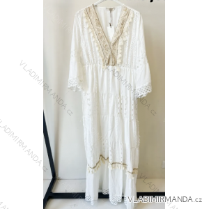 Langes Sommer-Boho-Spitzenkleid mit 3/4-langen Ärmeln für Damen (Einheitsgröße S/M) ITALIAN FASHION IMPEM235688