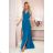 Langes elegantes Partykleid für Damen in Übergröße (4248) mit breiten Trägern FRENCH FASHION FMPEL23VELVETQS M blau