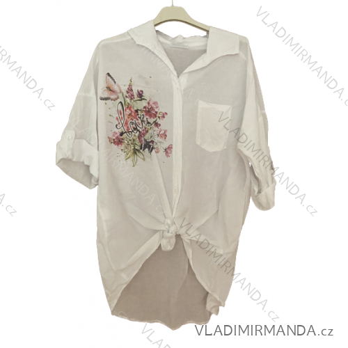 Shirt verlängert 3/4 Langarm Damen (L/XL/2XL ONE SIZE) ITALIAN FASHION IM423025