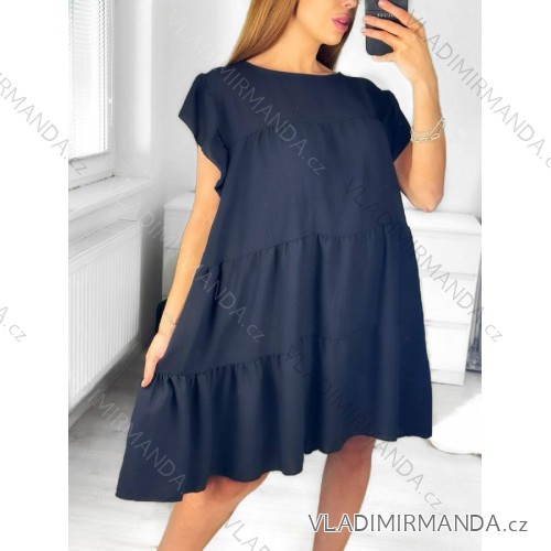 Kurzärmliges Sommerkleid für Damen (S / M ONE SIZE) ITALIAN FASHION IMWB22017 S/M schwarz