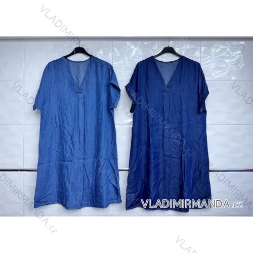 Sommer-Denim-Kurzarmkleid für Damen in Übergröße (XL/2XL EINHEITSGRÖSSE) ITALIAN FASHION IMWC232591