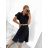 Sommerkleid mit langem Hemd und kurzen Ärmeln für Damen (S / M ONE SIZE) ITALIAN FASHION IMWB222483 S/M schwarz