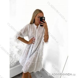 Sommerliches Boho-Spitzenhemdkleid für Damen mit langen Ärmeln (S/M EINHEITSGRÖSSE) ITALIAN FASHION IM823012