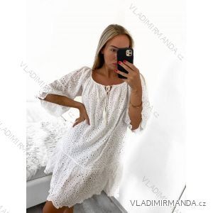 Sommer-Boho-Spitzenkleid für Damen mit kurzen Ärmeln (Einheitsgröße S/M) ITALIAN FASHION IM823013/DU