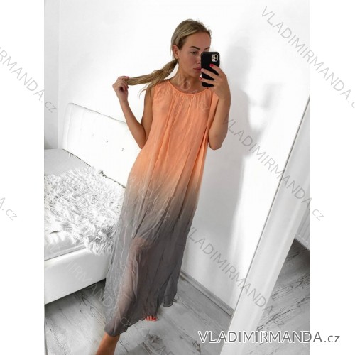 Langes Sommerkleid für Damen mit Trägern (S/M/L/XL/2XL ONE SIZE) ITALIAN FASHION IMFF23002/DU XL/2XL orange