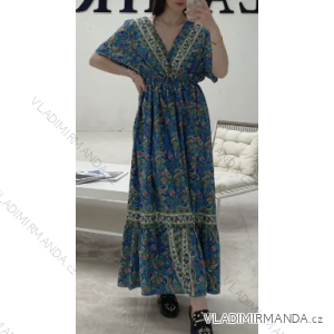 Langes Sommerkleid mit kurzen Ärmeln für Damen (Einheitsgröße S/M) ITALIAN FASHION IMPGM23128