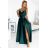 299-9 CHIARA elegantes Satin-Maxikleid mit Trägern – grün