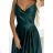 299-9 CHIARA elegantes Satin-Maxikleid mit Trägern – grün