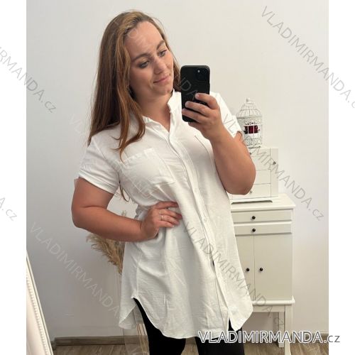 Damen-Kurzarm-Oversize-Hemd in Übergröße (XL/2XL ONE SIZE) ITALIAN FASHION IMBM23ANGELA