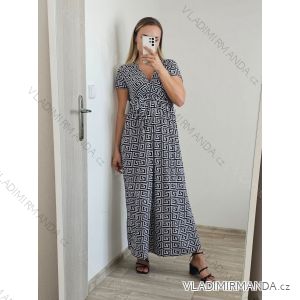 Langes Sommerkleid für Damen mit kurzen Ärmeln (S/M EINHEITSGRÖSSE) ITALIAN FASHION IM323101/DU