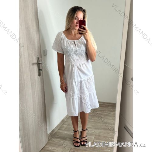 Kurzärmliges Sommerkleid aus Baumwolle für Damen (Einheitsgröße S/M) ITALIAN FASHION IM722253