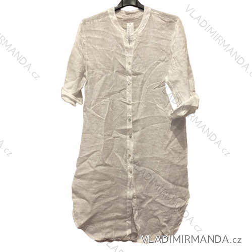 Šaty košilové oversize krátký rukáv dámské nadrozměr (XL/2XL ONE SIZE) ITALSKá MODA IM723005 XL/2XL weiß