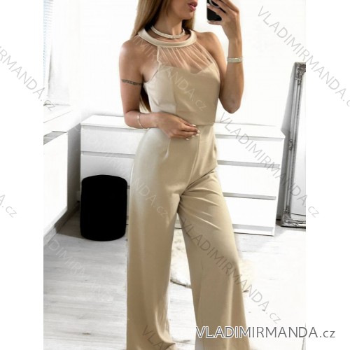 Langer ärmelloser Sommeroverall für Damen (Einheitsgröße S/M) ITALIAN FASHION IMPSH232308/DU Beige