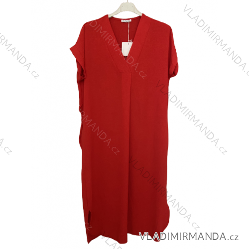 Kurzärmliges Sommerkleid aus Baumwolle für Damen (Einheitsgröße S/M) ITALIAN FASHION IM722253 XL/2XL rot