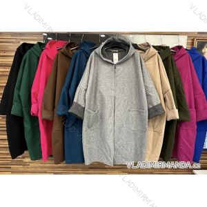 Langärmliger Damenmantel aus Fleece mit Kapuze in Übergröße (XL/2XL EINHEITSGRÖSSE) ITALIAN FASHION IMWD232744