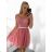 Kurzes trägerloses Partykleid für Damen (S/M EINHEITSGRÖSSE) ITALIAN FASHION IMPSH24C612 rosa Lachs S/M