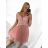 Kurzes trägerloses Partykleid für Damen (S/M EINHEITSGRÖSSE) ITALIAN FASHION IMPSH24C612 rosa Lachs S/M