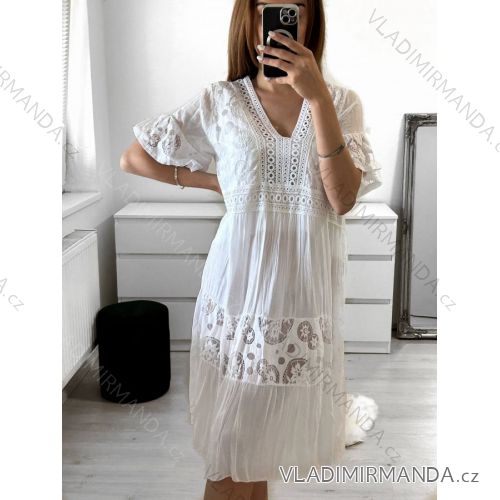 Damen-Sommer-Boho-Kleid mit langen, kurzen Ärmeln (S/M, Einheitsgröße) ITALIAN FASHION IMPLI223787