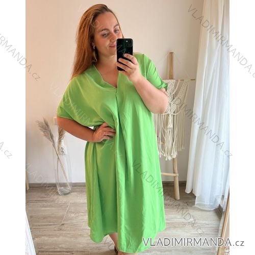 Langes Maxikleid, Übergröße, Sommer, kurze Ärmel, Damen, Übergröße (XL/2XL/3XL/4XL, Einheitsgröße), ITALIAN FASHION IMM2253539MS/DR, Grün