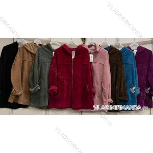 Langarm-Kapuzenpullover mit Reißverschluss für Damen in Übergröße (2XL/3XL Einheitsgröße) ITALIAN FASHION IMC23382