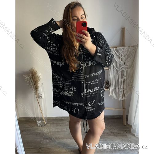 Langarm-Kapuzenpullover mit Reißverschluss für Damen in Übergröße (3XL/4XL Einheitsgröße) ITALIAN FASHION IM423TIME