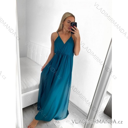 Langes, trägerloses Sommerkleid aus Satin für Damen (Einheitsgröße S/M) ITALIAN FASHION IMM22360/DR Kerosene