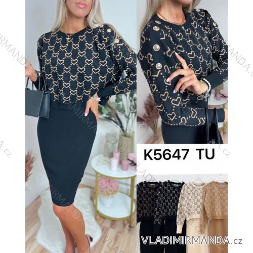 Elegantes Pullover- und Rock-Set für Damen (Einheitsgröße S/M) FRENCH FASHION FMWT23FT55615