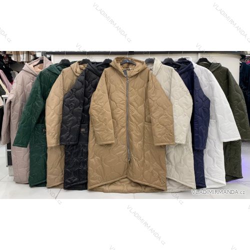 Langärmliger Damenmantel aus Fleece mit Kapuze in Übergröße (XL/2XL EINHEITSGRÖSSE) ITALIAN FASHION IMWD232744