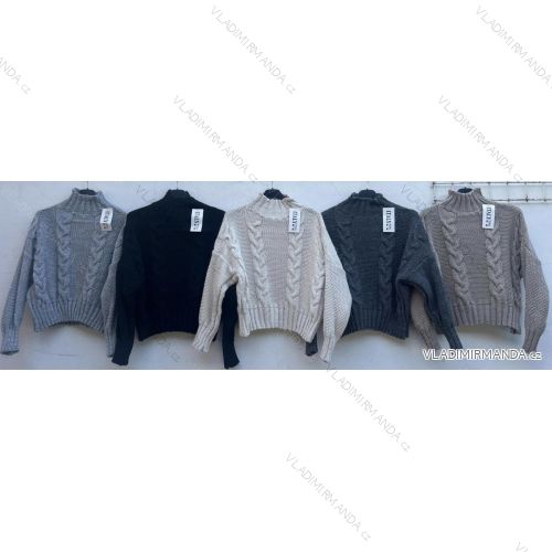 Strickpullover dünner Rollkragen Langarm Damen (L / XL ONE SIZE) ITALIAN FASHION IMD211110